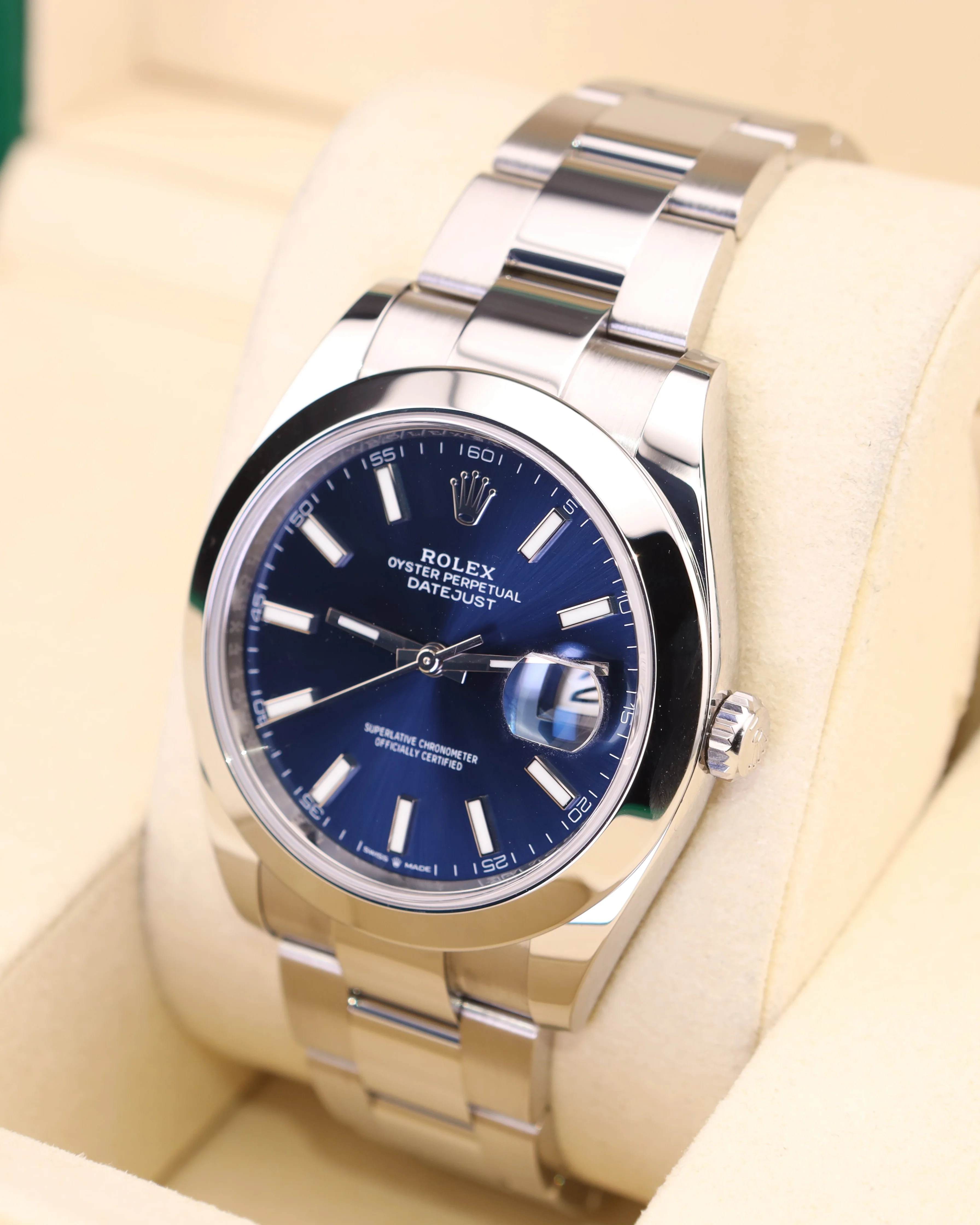 Rolex Datejust 41 Blue Dial Smooth Bezel on Oyster 126300 - Image 4