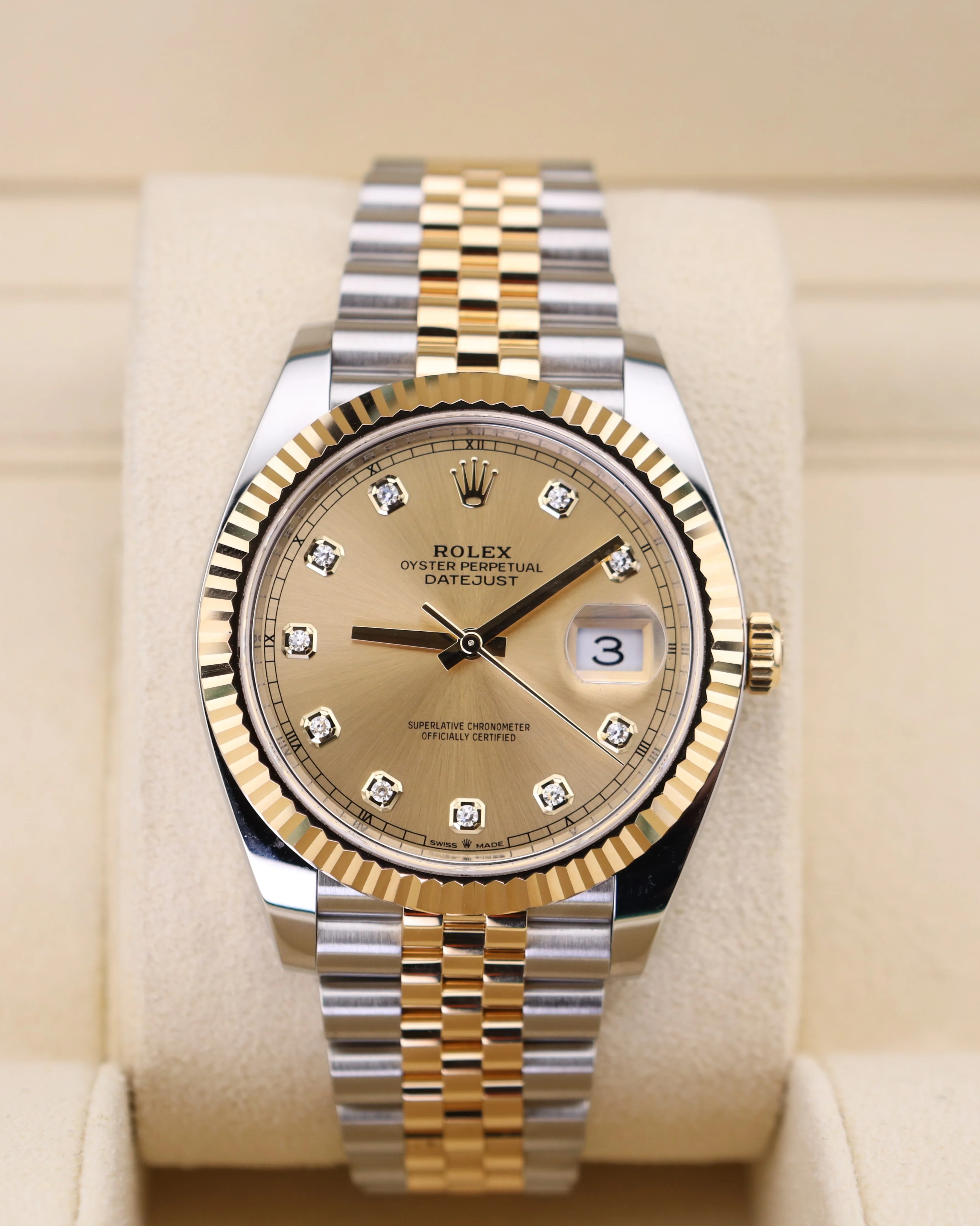 Rolex Datejust 41 Champagne Diamond Dial Two Tone Jubilee 126333