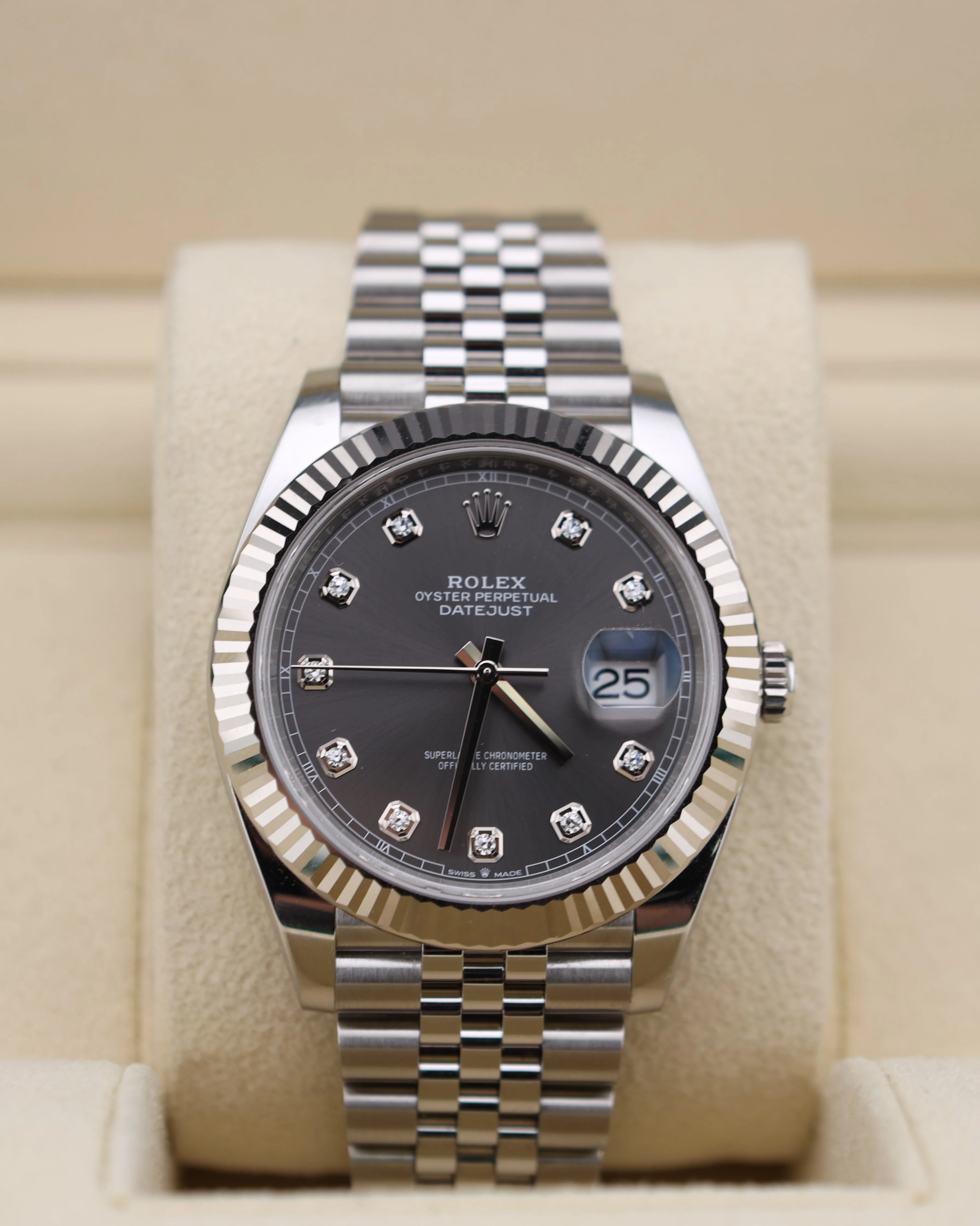 Rolex Datejust 41 Slate Rhodium Diamond Dial on Jubilee 126334 - Image 4