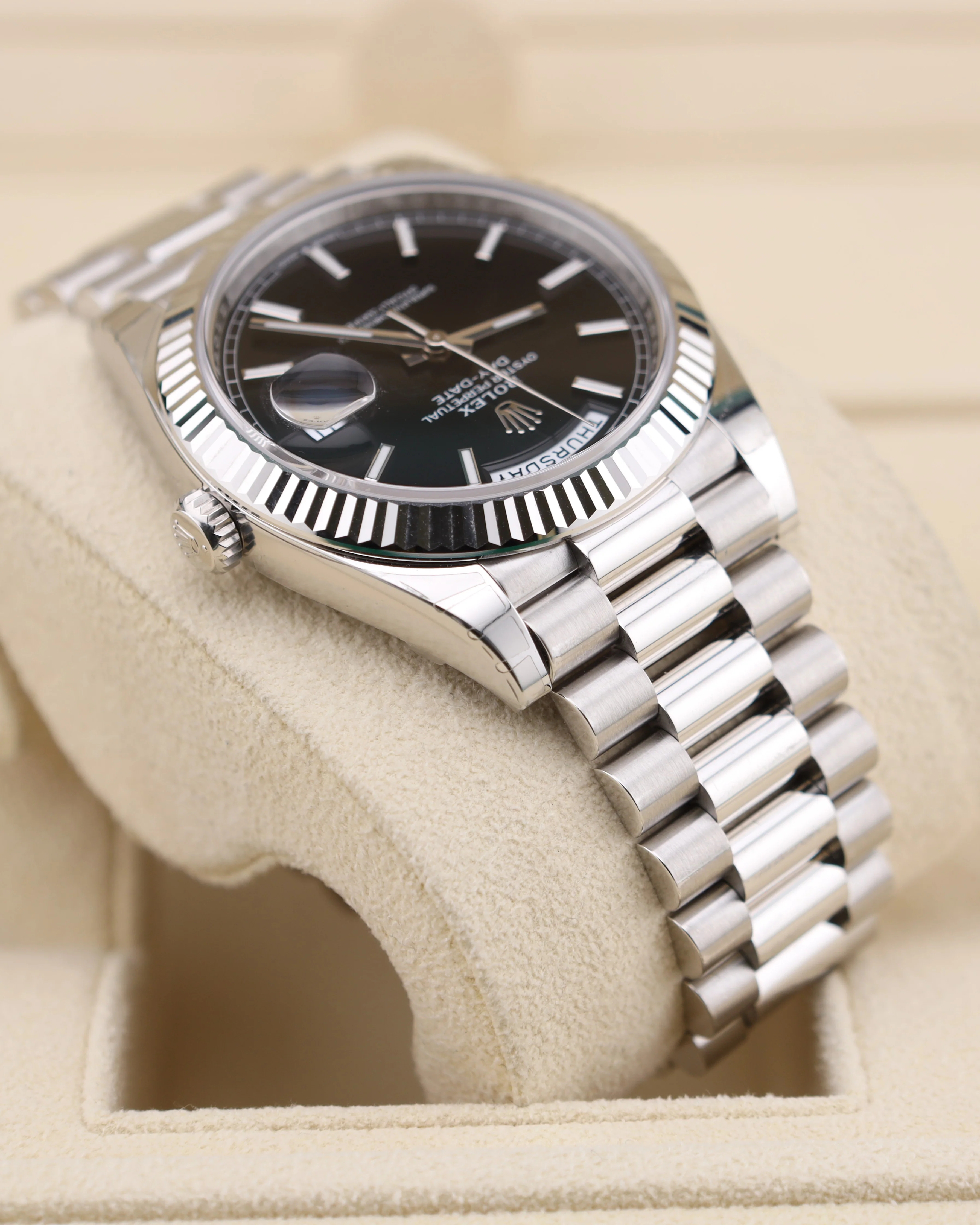 Rolex Day-Date 40 Platinum Black Dial FACTORY STICKERS 228236 - Image 6