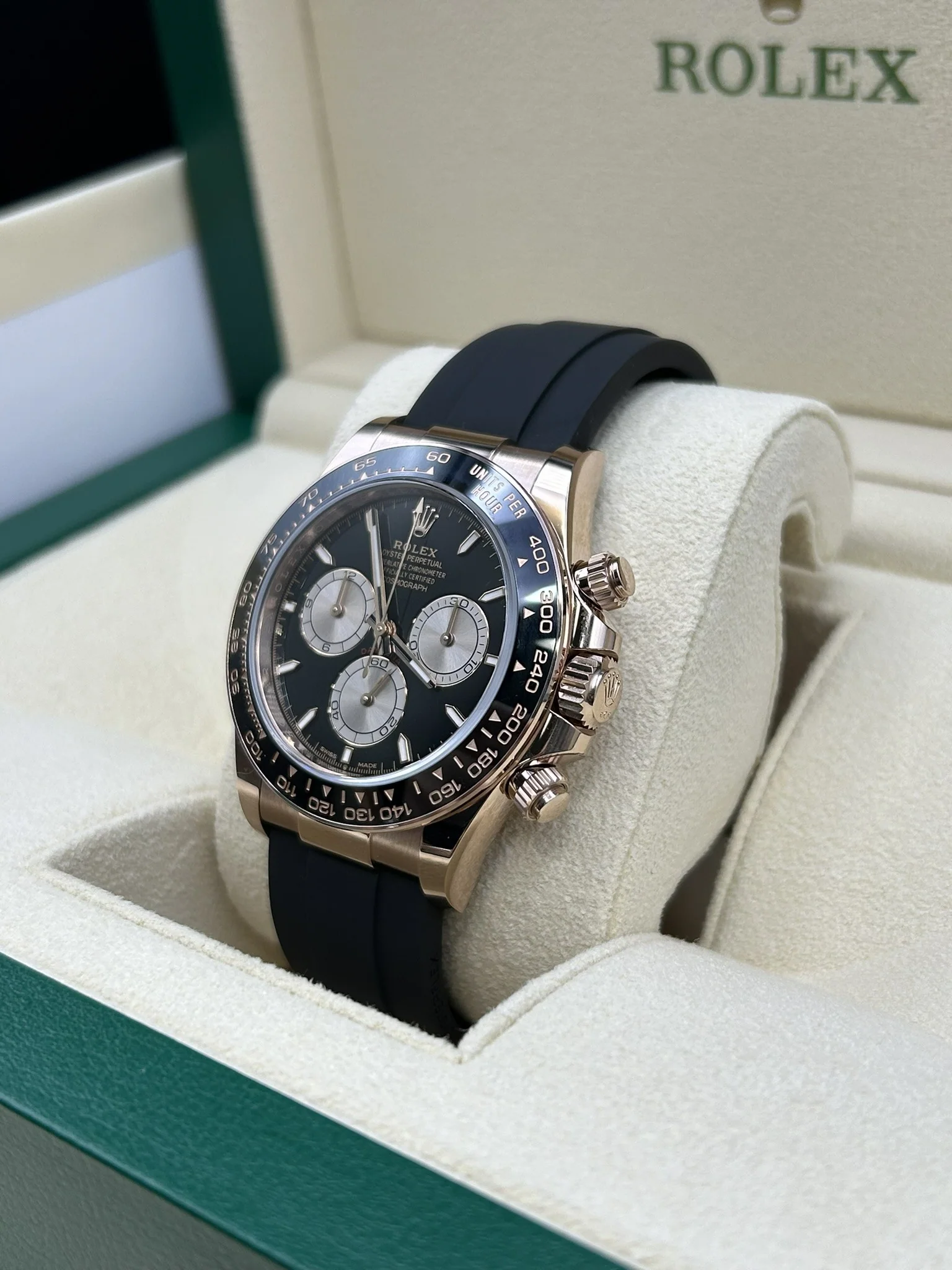 Rolex Daytona Black Dial Rose Gold 126515LN Oysterflex - Image 5