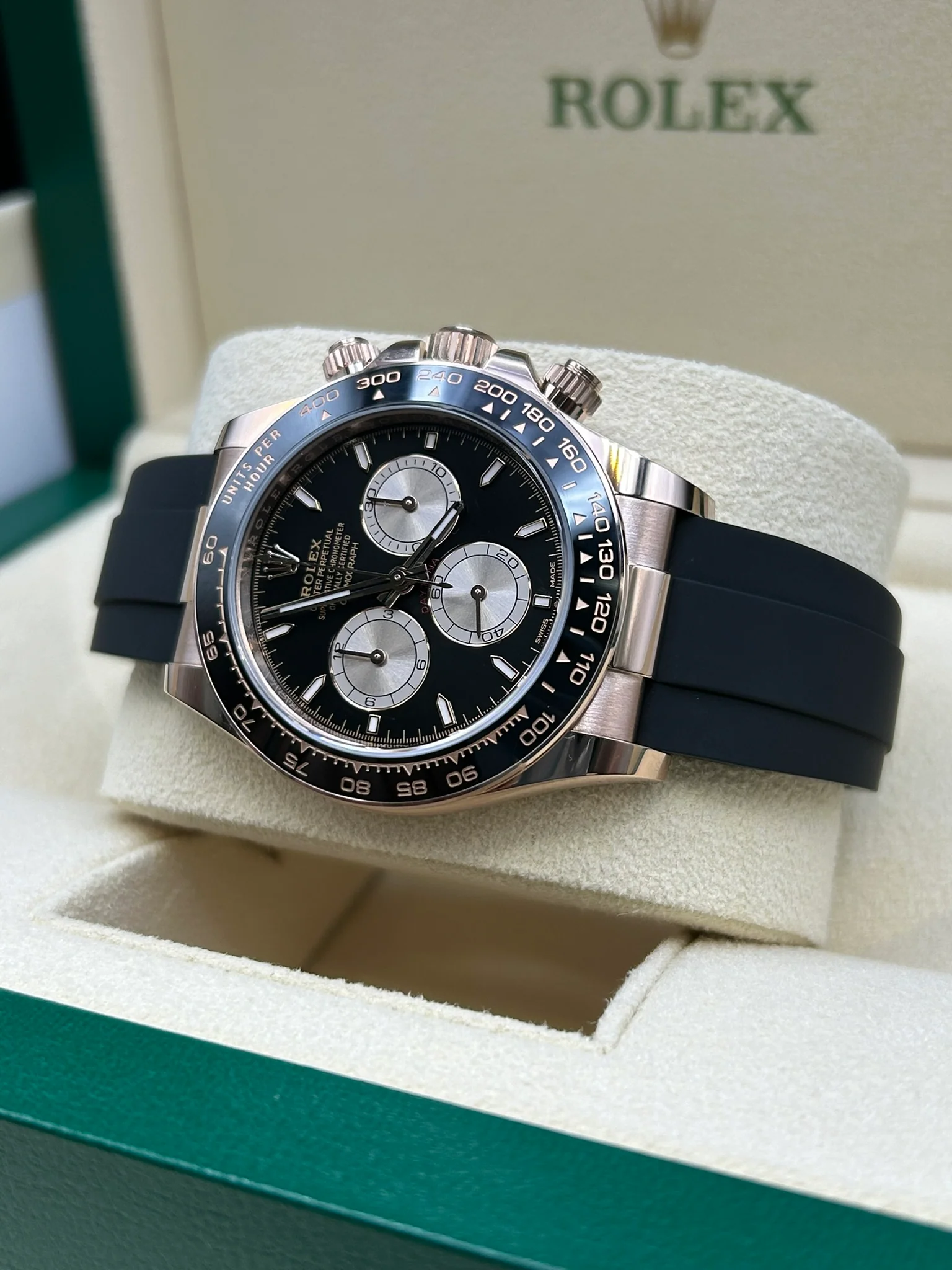 Rolex Daytona Black Dial Rose Gold 126515LN Oysterflex - Image 9