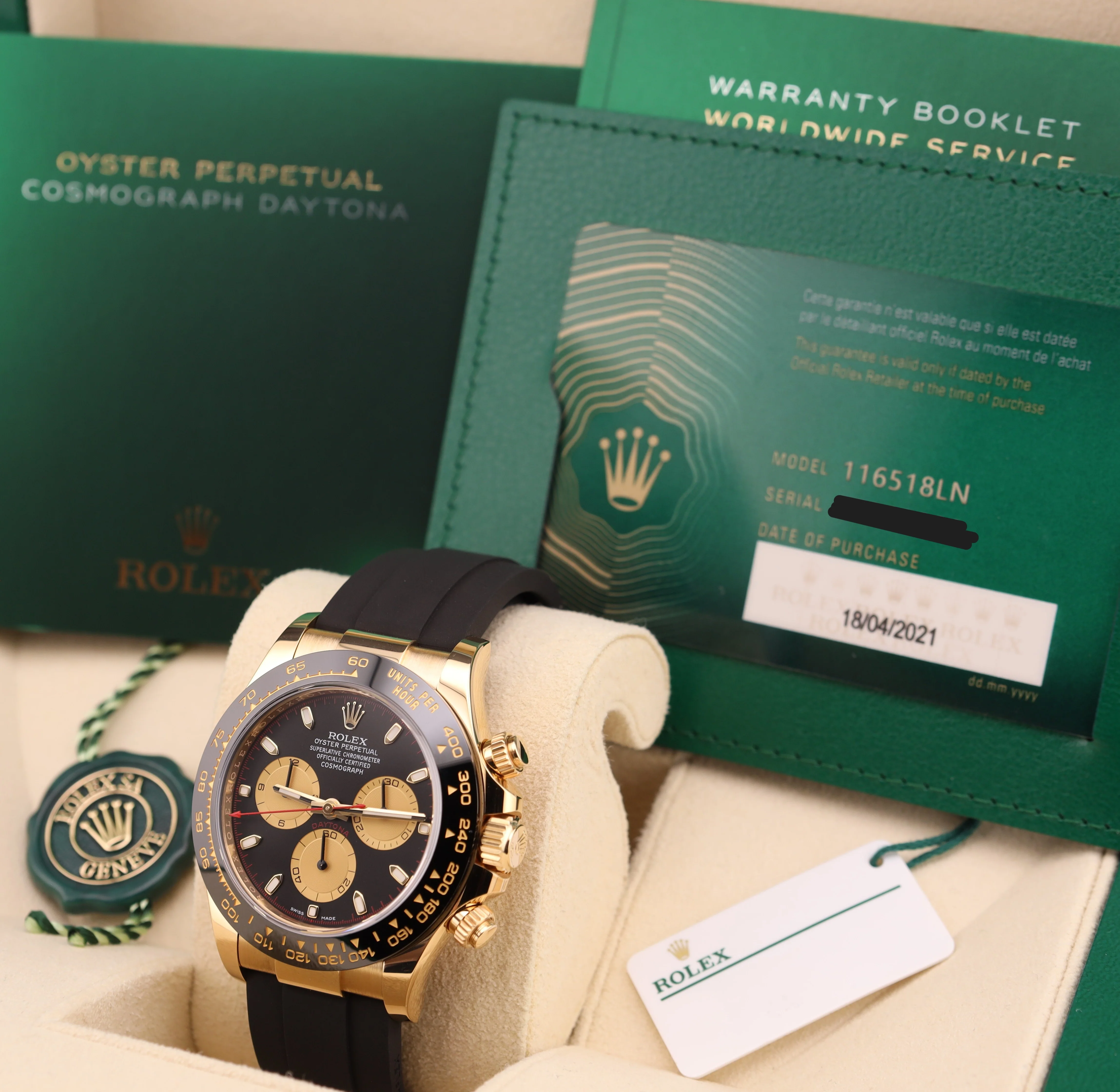 Rolex Daytona Paul Newman Yellow Gold Black Dial 116518LN Oysterflex - Image 2