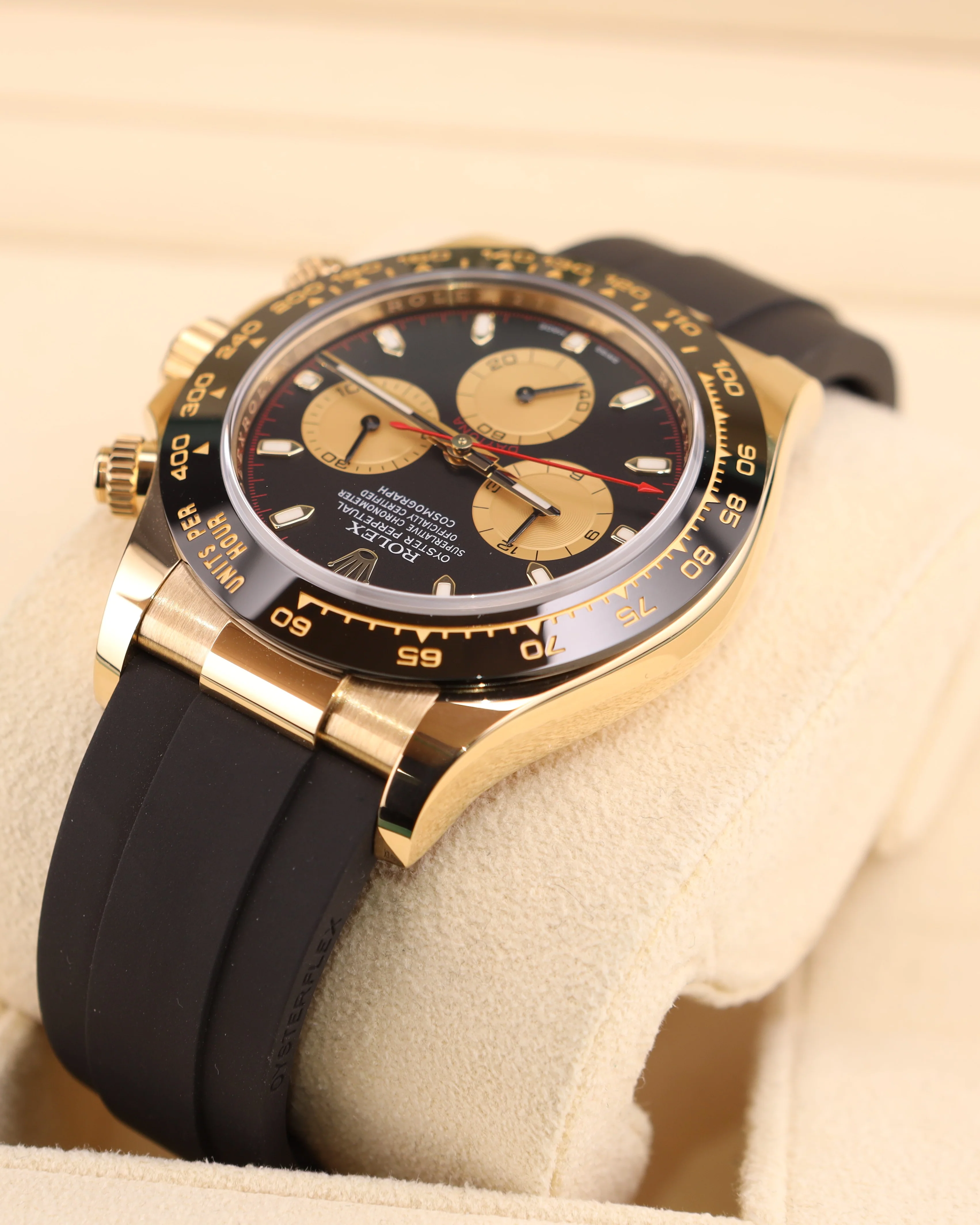 Rolex Daytona Paul Newman Yellow Gold Black Dial 116518LN Oysterflex - Image 7