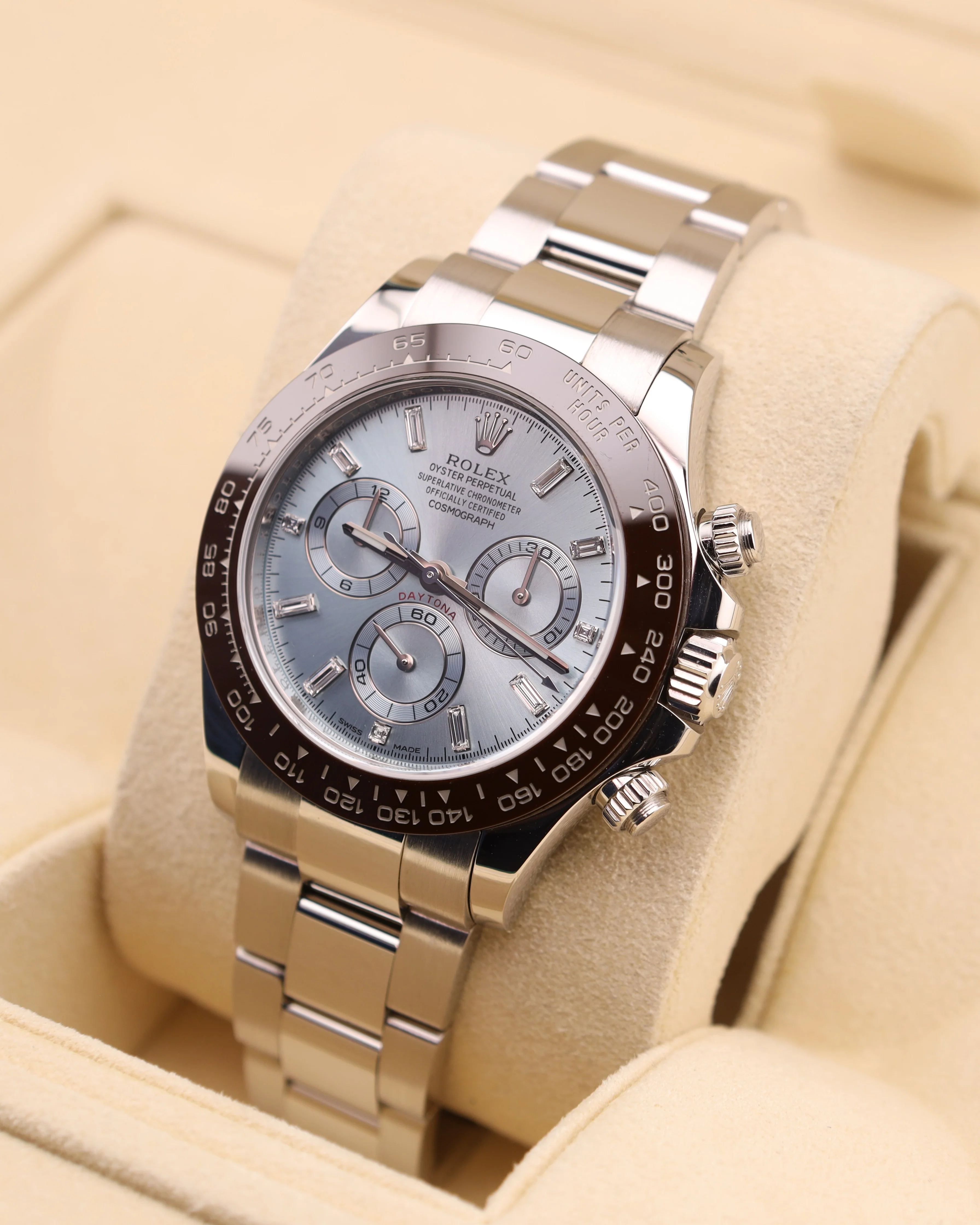 Rolex Daytona Platinum Ice Blue Dial Baguette Dial Platona 116506 - Image 4
