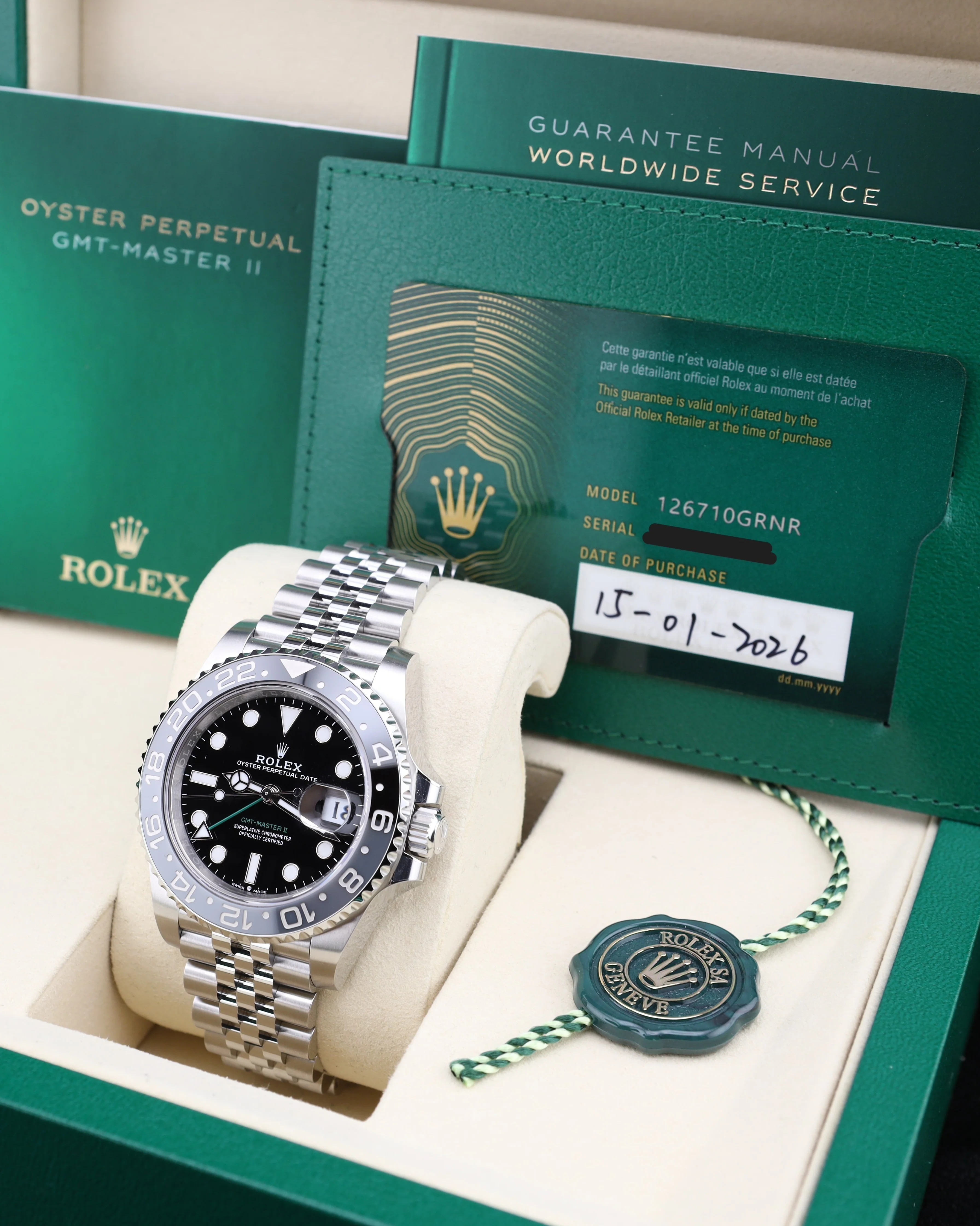 Rolex GMT-Master II Bruce Wayne on Jubilee 126710GRNR - Image 2